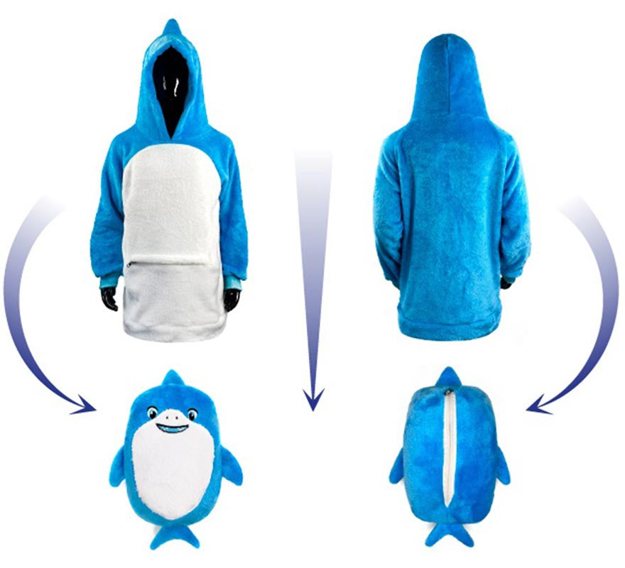 Translation missing: pt-PT.Disfraz Sudadera Peluche Sandy Tiburón azul infantil