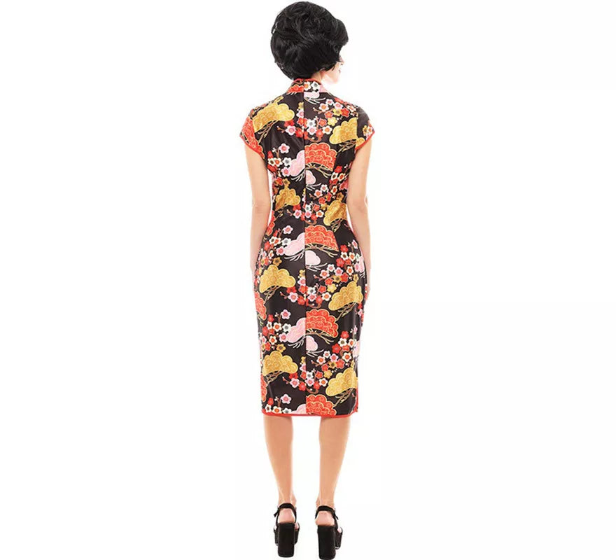 Disfraz Vestido Chino estilo Qipao Shangái Floral para mujer