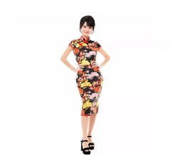 Fato de vestido chinês floral Shanghai Qipao feminino
