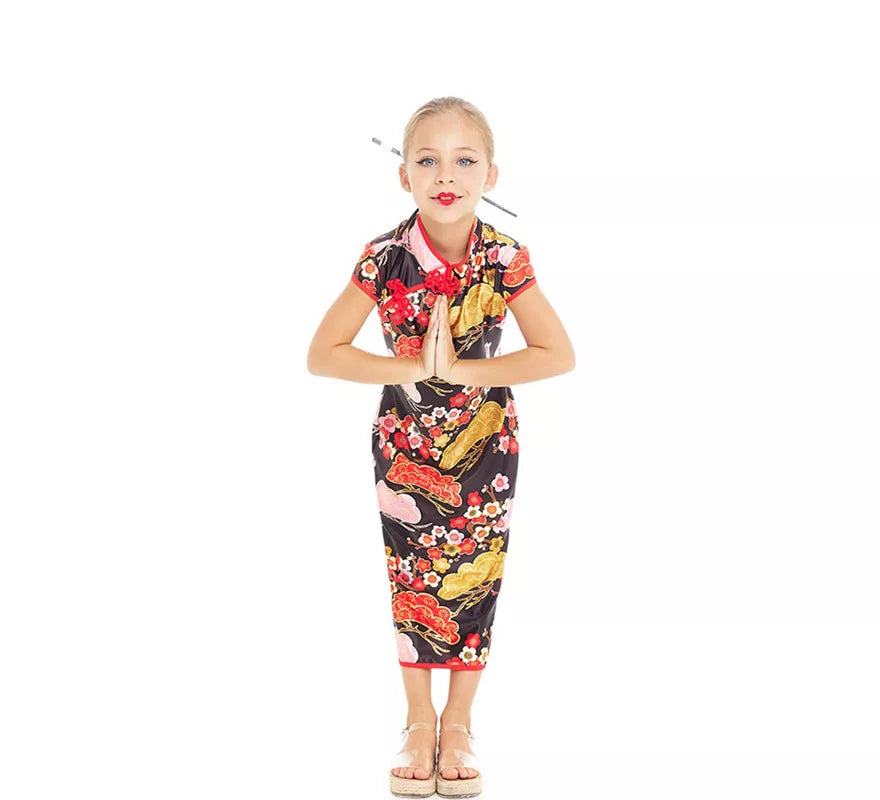 Translation missing: pt-PT.Disfraz Vestido Chino estilo Qipao Shangái Floral para niña