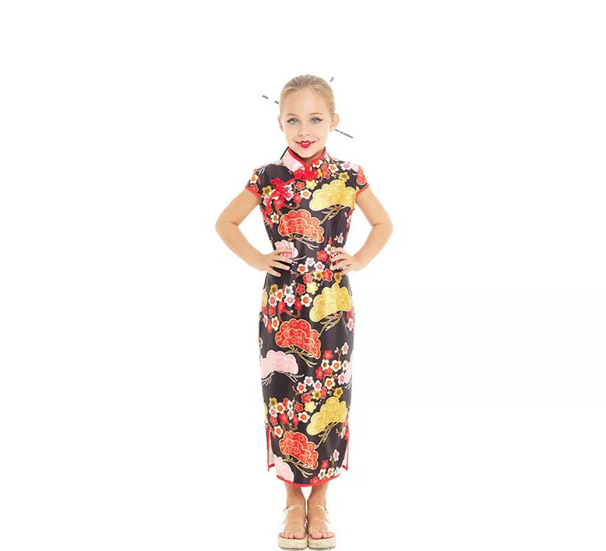 Translation missing: pt-PT.Disfraz Vestido Chino estilo Qipao Shangái Floral para niña