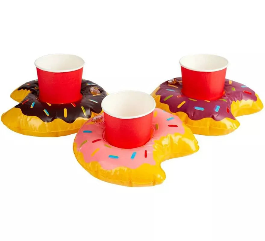 Translation missing: pt-PT.Donut inflabe porta bebidas en 3 colores surtidos de 20 cm