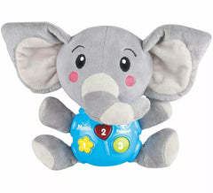 Elefante de peluche musical com luz e som 24 cm