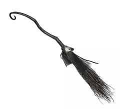 Vassoura de bruxa com aranha preta 115 cm