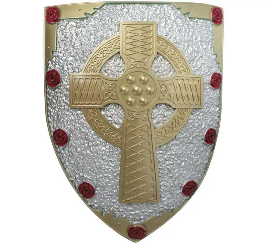 Escudo Medieval Cruz y Rosas