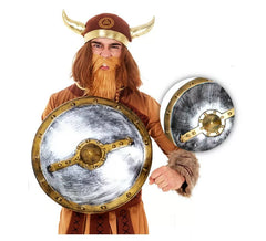 Escudo Viking circular em prata e bronze 48x10 cm
