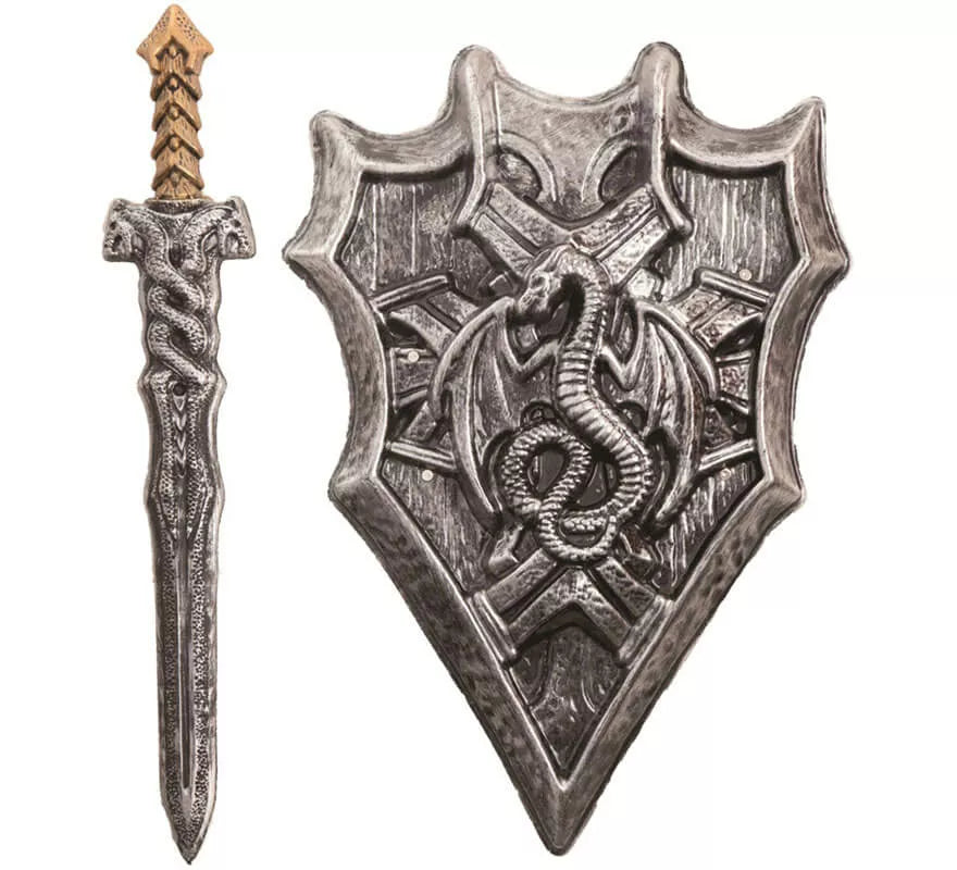 Translation missing: pt-PT.Escudo con Cruz y Espada Caballero Medieval de 38x60 cm