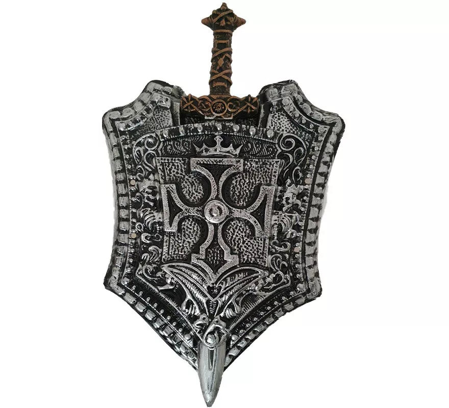 Translation missing: pt-PT.Escudo con Cruz y Espada Caballero Medieval de 38x60 cm