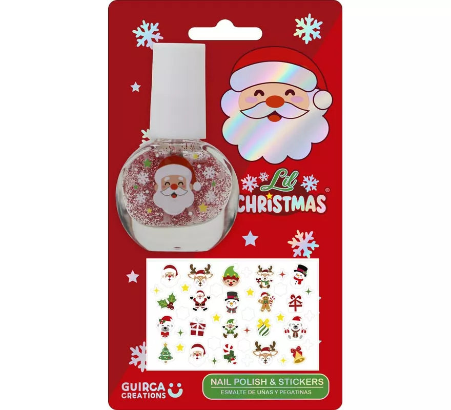 Translation missing: pt-PT.Esmalte de Uñas con Purpurina y Pegatinas Navideñas