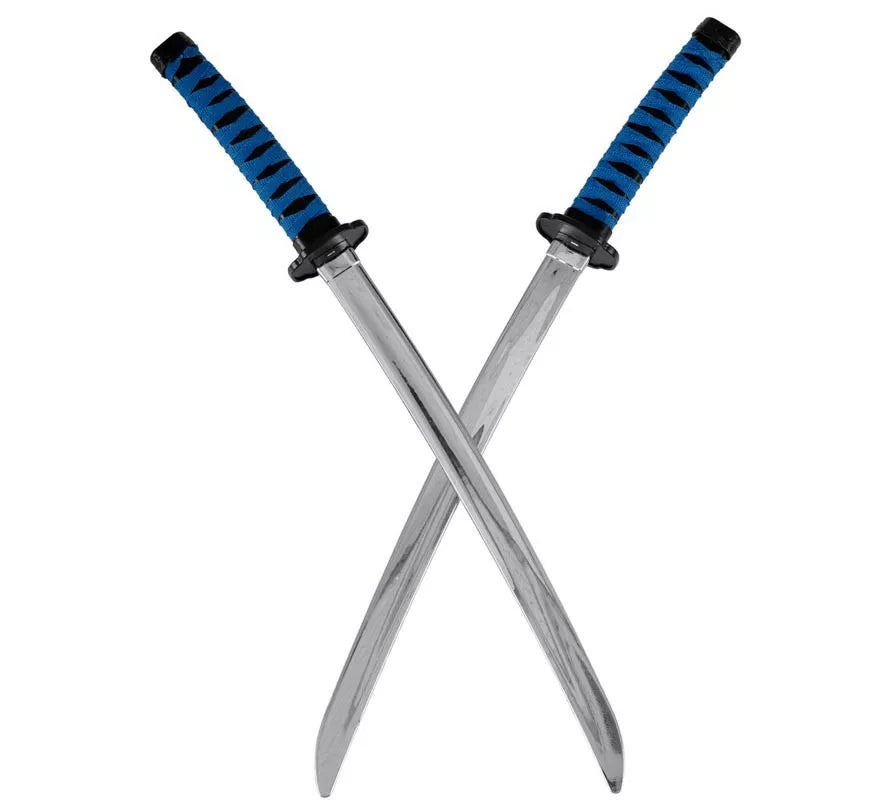 Translation missing: pt-PT.Espadas Ninja con mango azul deluxe de 50 cm