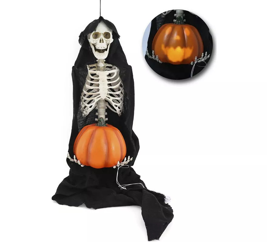 Translation missing: pt-PT.Esqueleto con Calabaza Luz y Sonido de 110 cm