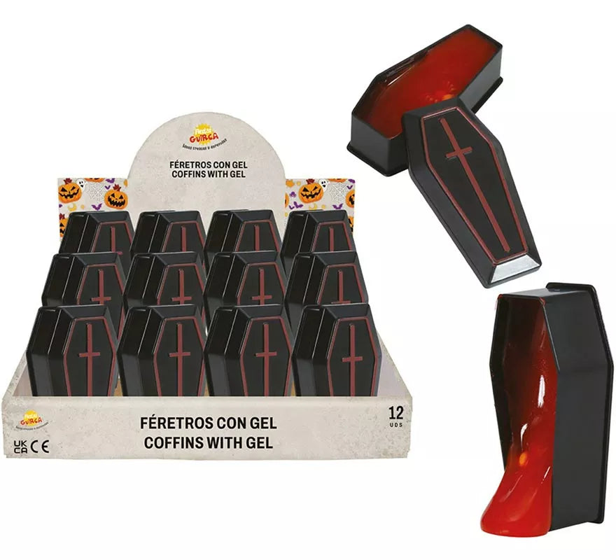 Translation missing: pt-PT.Expositor de 12 Féretros con Gel Slime imitación sangre 7x3 cm