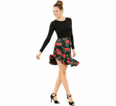 Saia de dança assimétrica com estampado para mulher