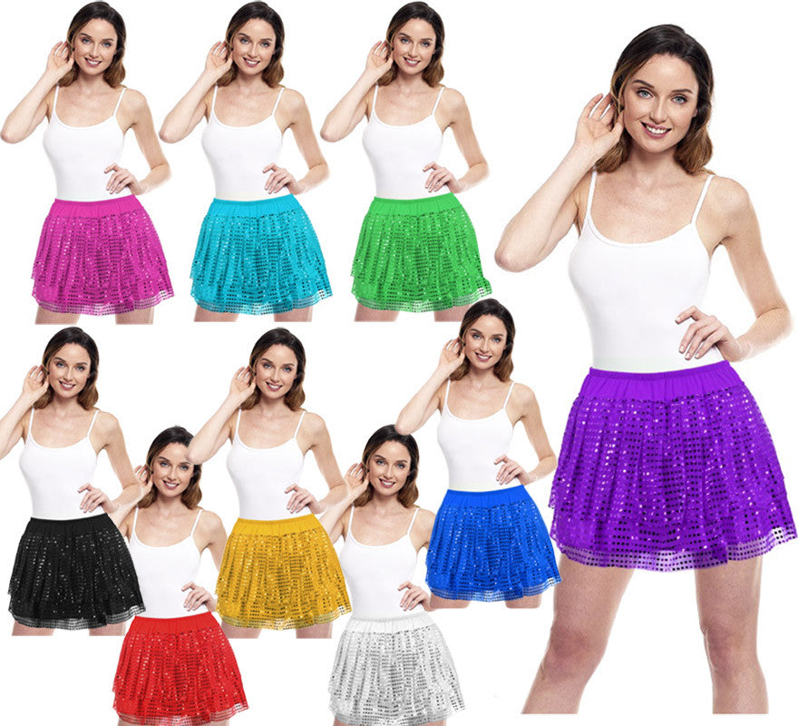 Translation missing: pt-PT.Falda de Lentejuelas para mujer en varios colores de 40 cm