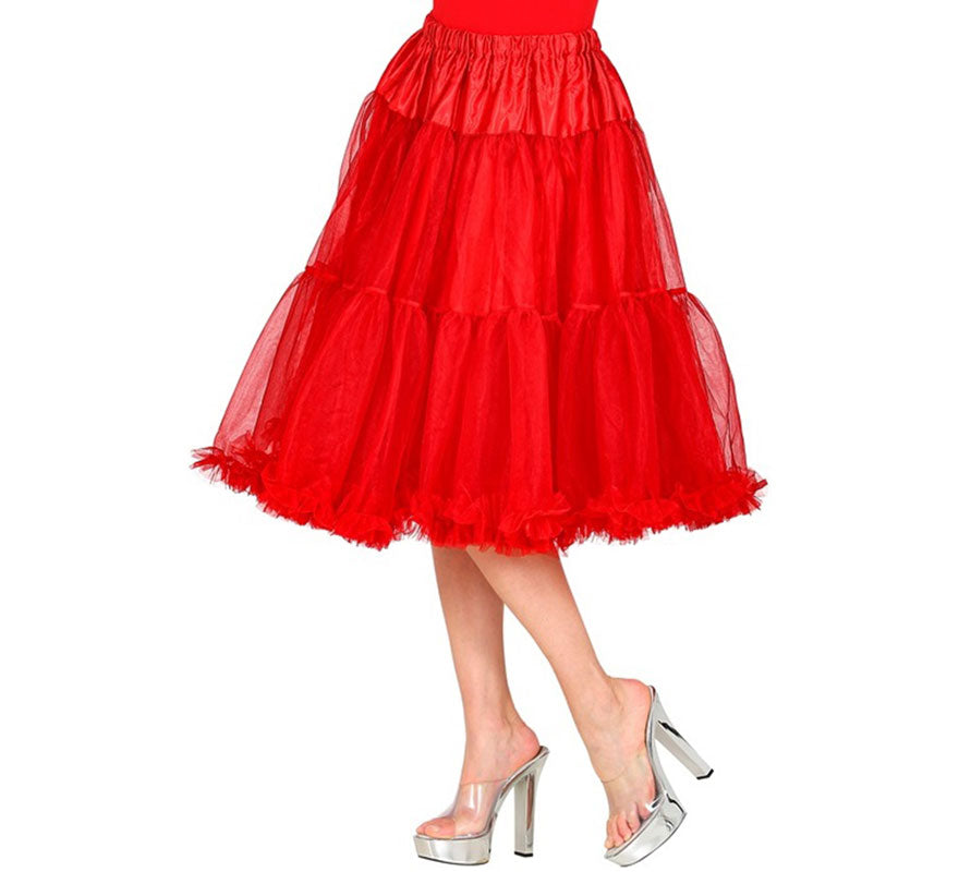Translation missing: pt-PT.Falda de Tul Años 70 roja de 65 cm para mujer