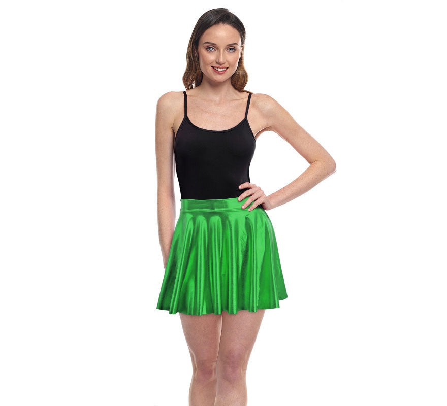 Falda de Vuelo verde metal para mujer