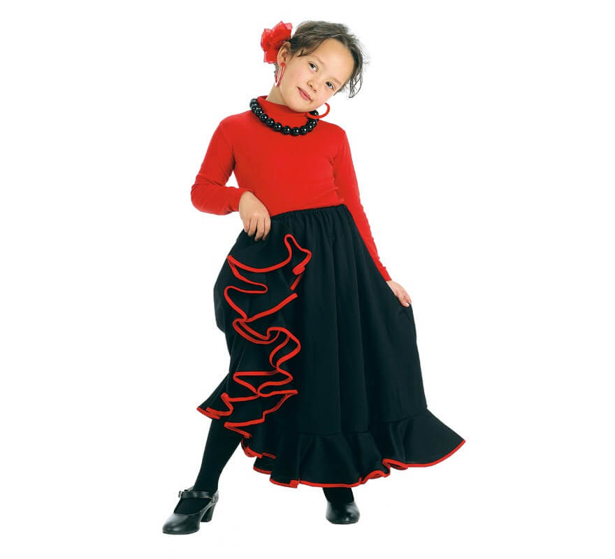 Translation missing: pt-PT.Falda Flamenca o Rociera negra para niña