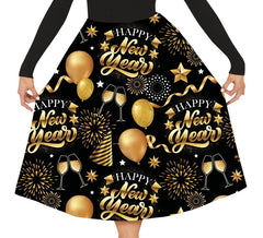 Saia preta e dourada de Feliz Ano Novo para mulher