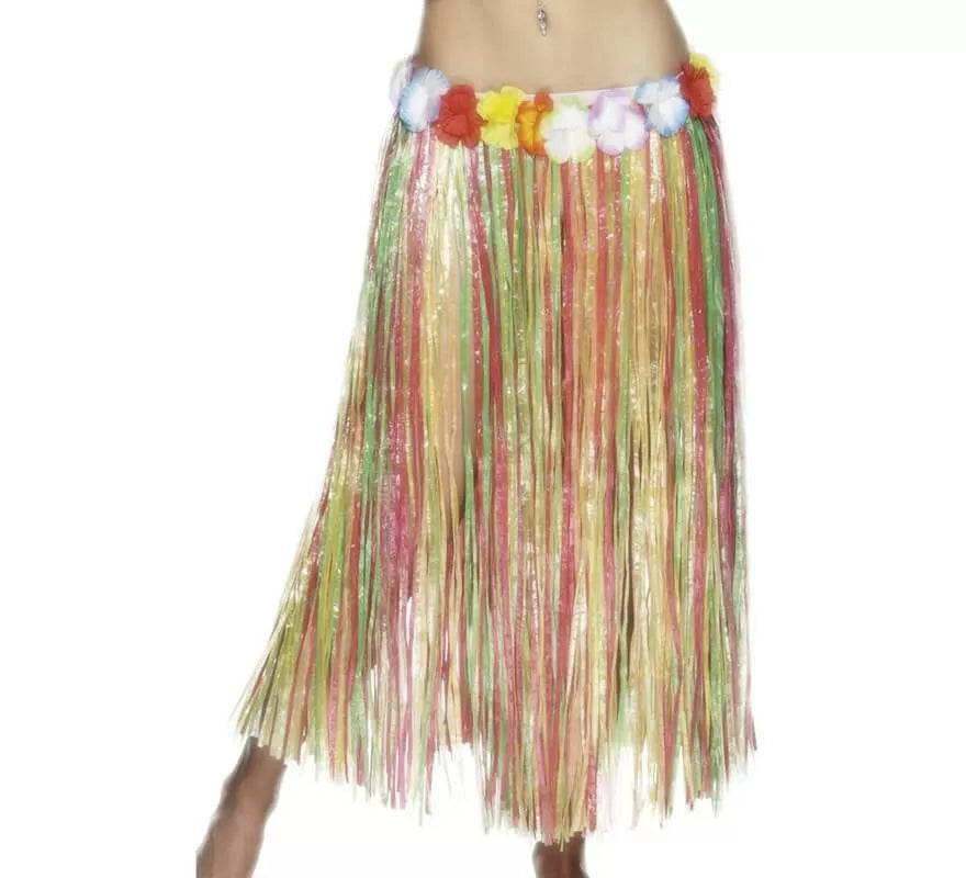 Translation missing: pt-PT.Falda Hawaiana Larga multicolor con flores 79cm