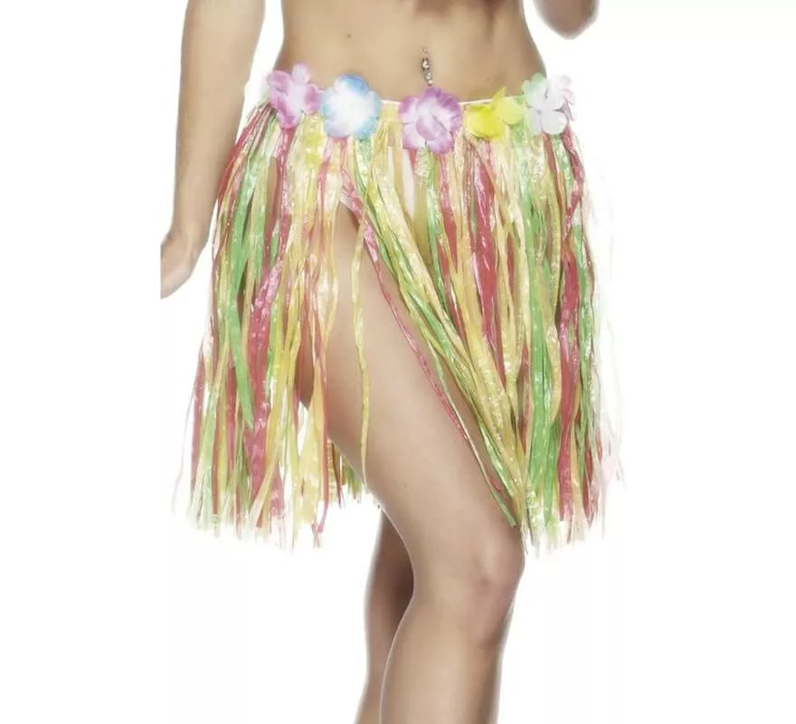 Translation missing: pt-PT.Falda Hawaiana multicolor con flores 46cm