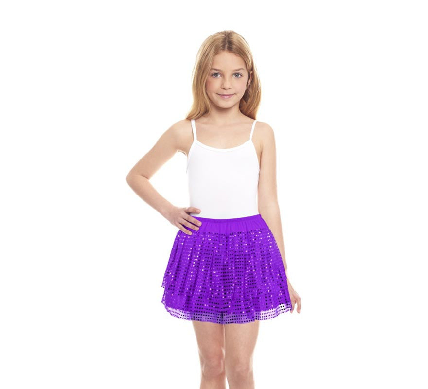 Translation missing: pt-PT.Falda morada con lentejuelas infantil