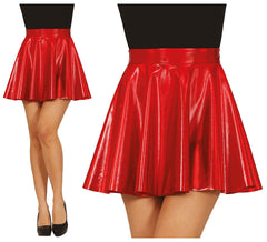 Saia pin up vermelha com efeito brilhante para mulher