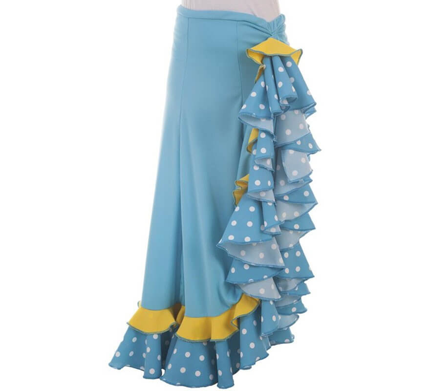 Translation missing: pt-PT.Falda Sevillana Azul con Topos