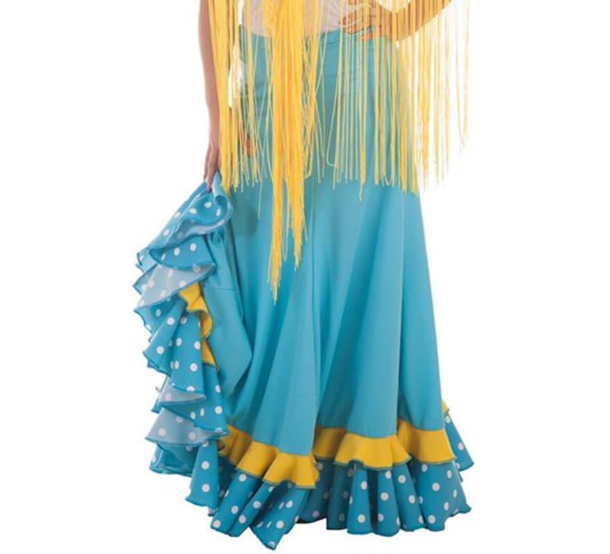 Translation missing: pt-PT.Falda Sevillana Azul con Topos