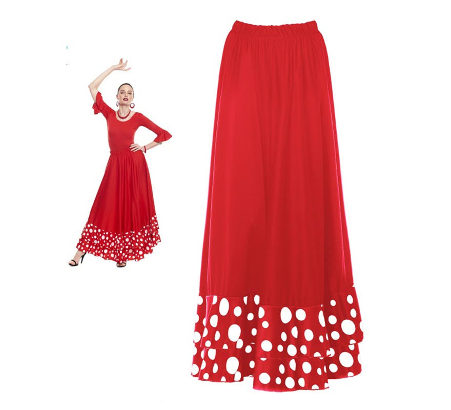 Translation missing: pt-PT.Falda Sevillana doble Volante con Lunar blanco para mujer