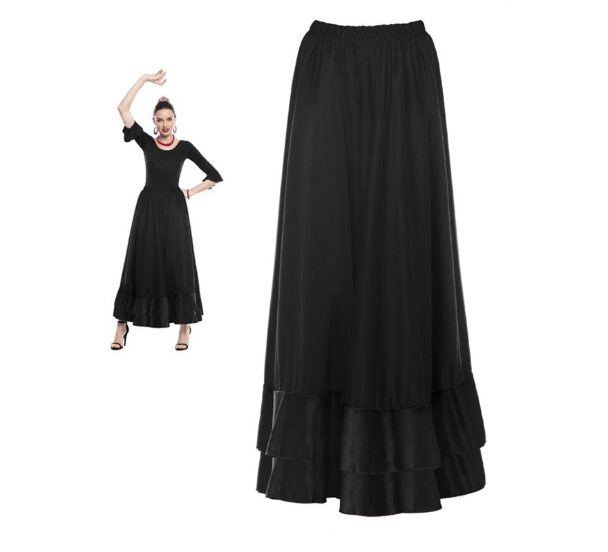Translation missing: pt-PT.Falda Sevillana doble Volante negro para mujer