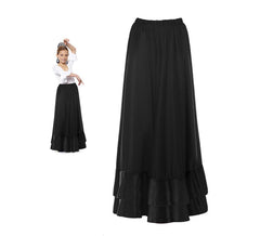 Saia Sevillana duplo folho preto para menina