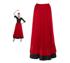 Saia Sevillana duplo babado vermelho e preto para mulher