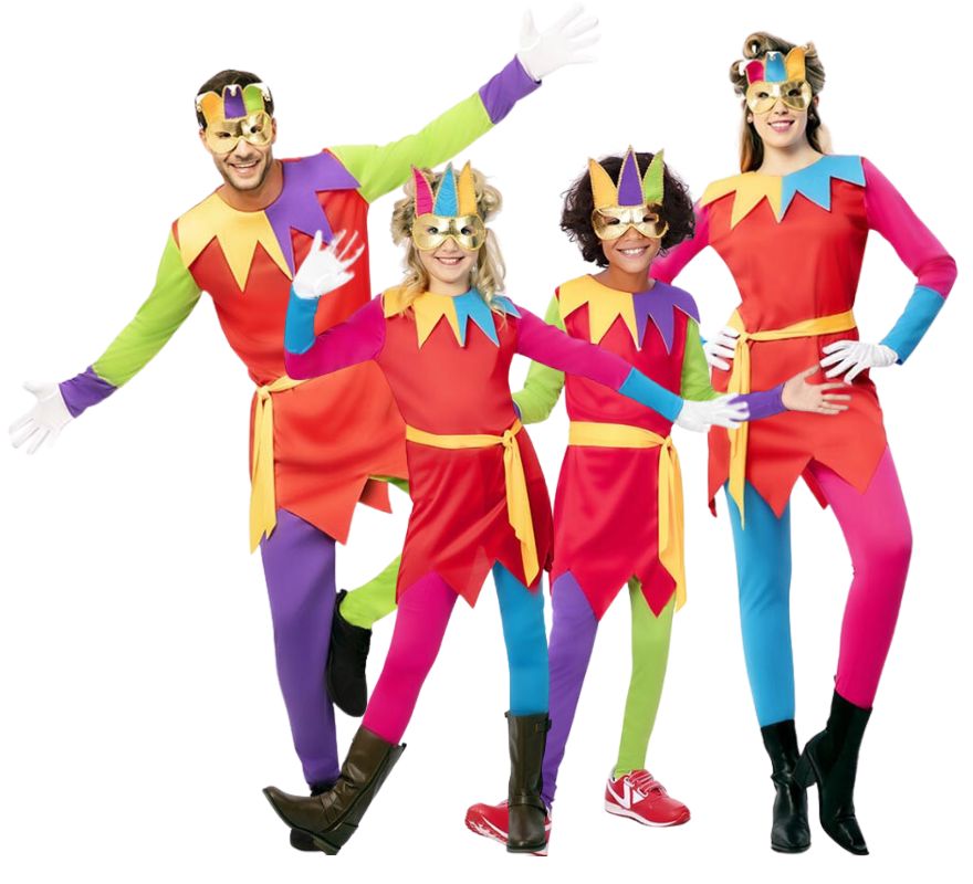 Translation missing: pt-PT.Familia de Bufones multicolor con antifaz