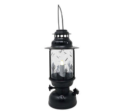 Lanterna Preta com Vela Acesa 30 cm