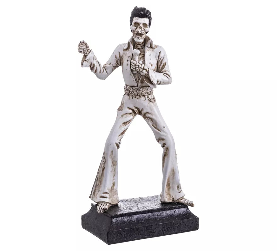 Figura de Esqueleto Cantante con Traje blanco de 14,5x8,7x31,2 cm