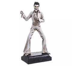 Figura de Esqueleto Cantor com Fato branco de 14,5x8,7x31,2 cm