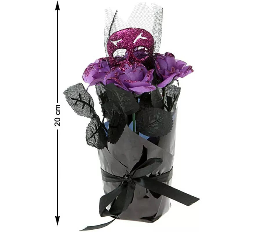 Flor con Calavera negra y Morada 20 cm