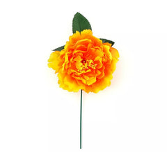 Flor com Clipe Laranja e Amarelo de 14 cm
