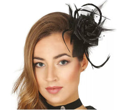 Flor de cabelo preto com grampo