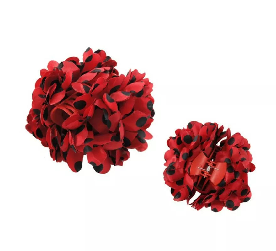 Translation missing: pt-PT.Flor Sevillana con Lunares Negros y Pinza 13 cm en varios colores