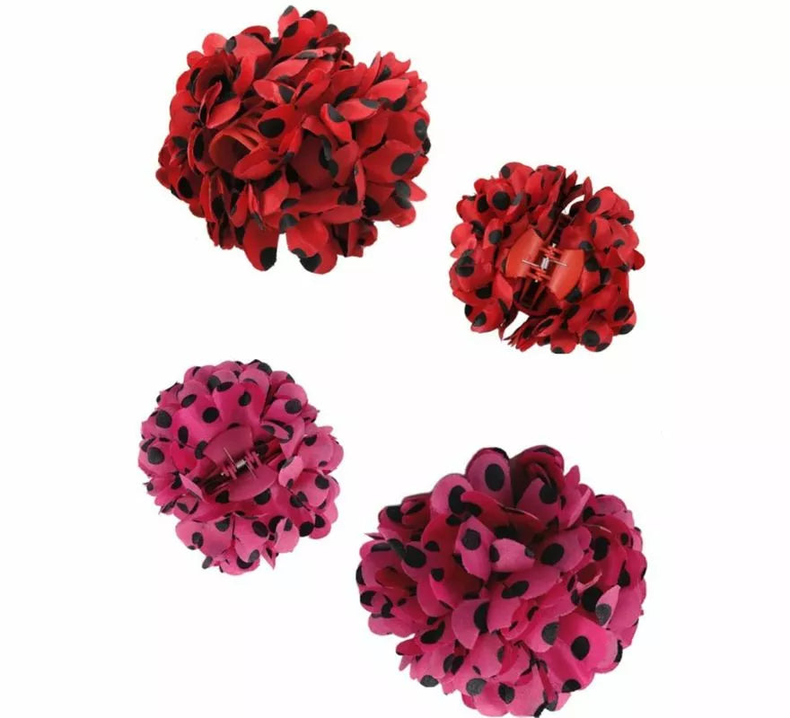 Translation missing: pt-PT.Flor Sevillana con Lunares Negros y Pinza 13 cm en varios colores