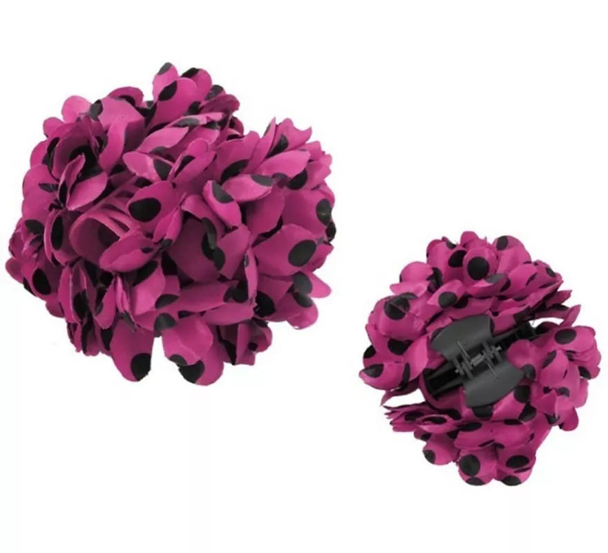 Flor Sevillana o Chulapa 8 cm con Lunares Negros y Pinza, varios colores