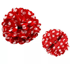 Flor sevilhana ou chulapa com bolinhas brancas, 13 cm com clipe