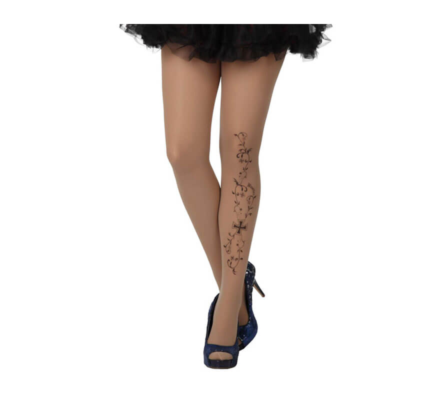 Translation missing: pt-PT.Pantys tatuaje color beige para mujer con cruz