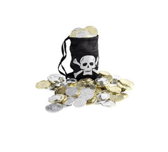 Saco de tesouro pirata com moedas