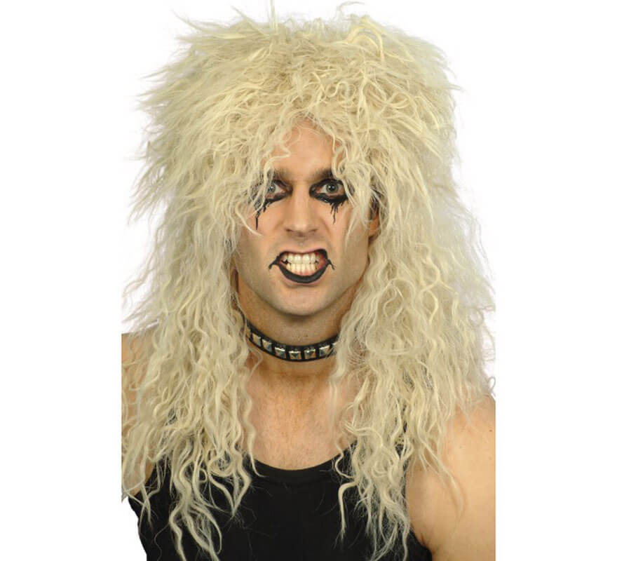 Translation missing: pt-PT.Peluca Melena Hard Rock Rubia de los Años 80 para Hombre