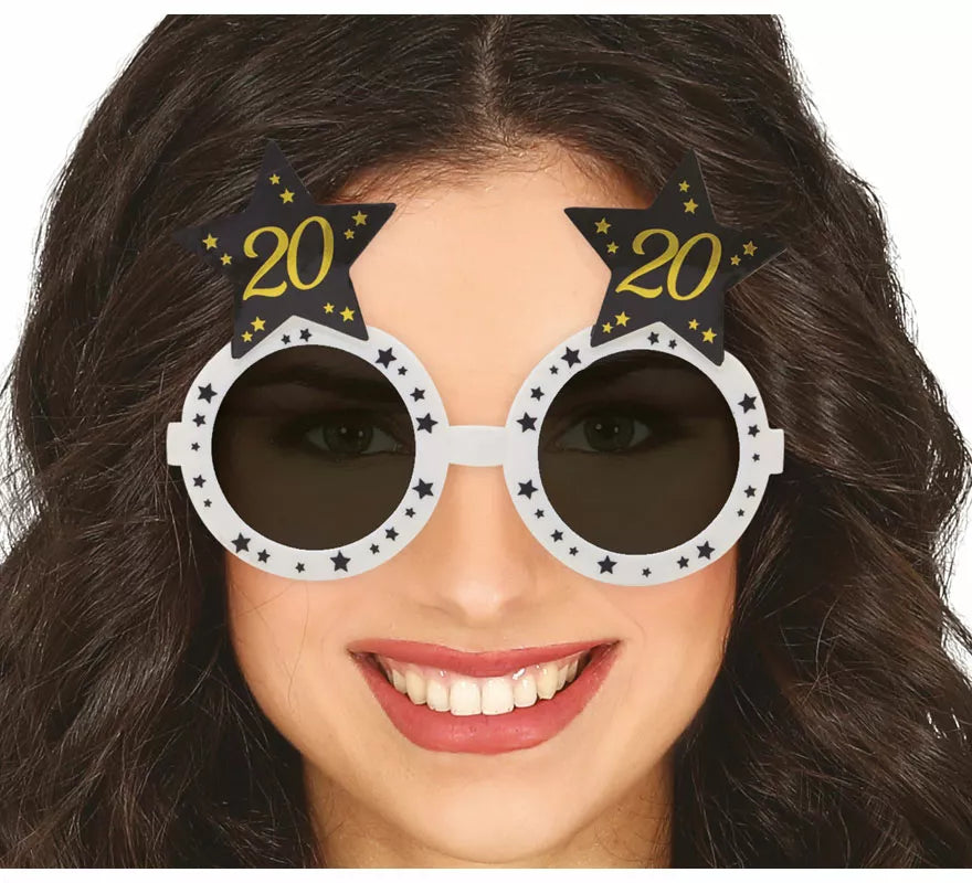Translation missing: pt-PT.Gafas Blancas con Estrellas 20 Años Cumpleaños y Aniversarios