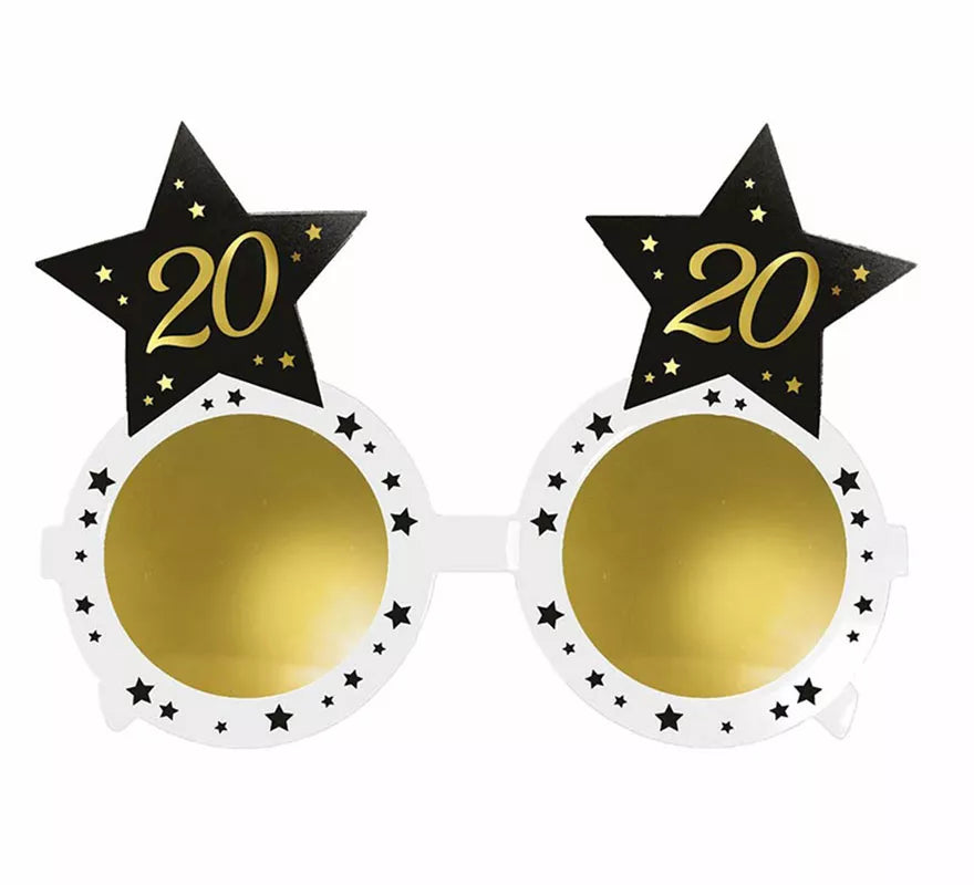 Translation missing: pt-PT.Gafas Blancas con Estrellas 20 Años Cumpleaños y Aniversarios