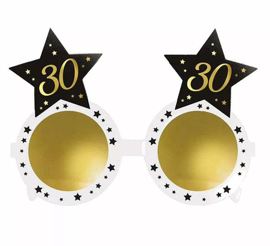 Translation missing: pt-PT.Gafas Blancas con Estrellas 30 Años Cumpleaños y Aniversarios