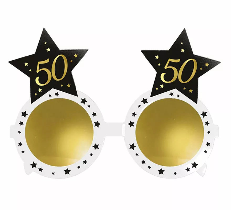 Translation missing: pt-PT.Gafas Blancas con Estrellas 50 Años Cumpleaños y Aniversarios